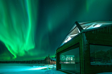Lapland Finland Jeris Northern Lights Aurora over Sauna at Jeris