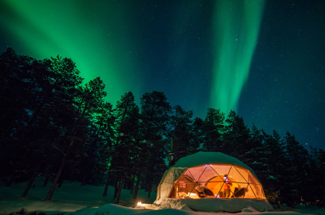 Lapland Finland Northern Lights over Torassieppi Aurora Dome