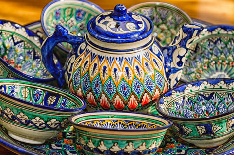 Silk Road trading route Traditional Uzbek pottery
