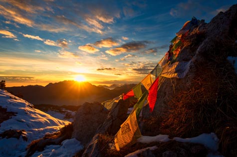 prayer flags in the himalayas