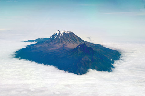 Kilimanjaro aerial photo above clouds