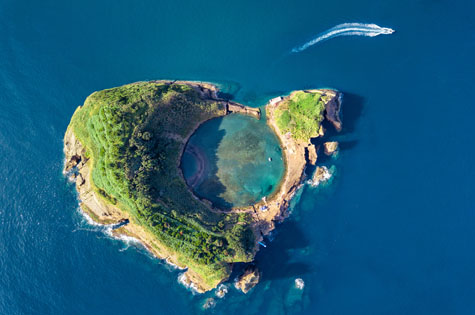 Islet of Vila Franca do Campo Crater of an old underwater volcano. San Miguel