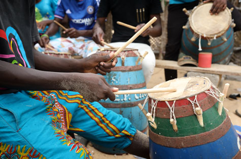 traditional drums on the beach in Accra, Ghana