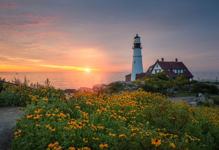 New England - sunrise Portland Head, Maine