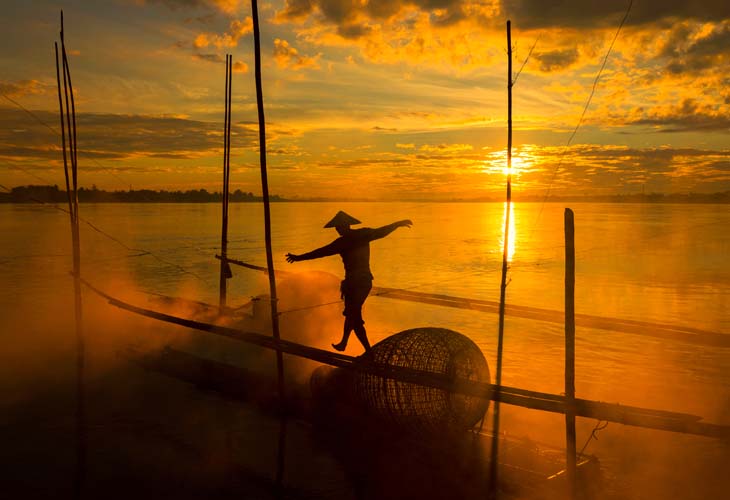 Fisherman on the Mekong - Laos