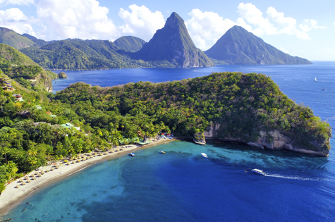 Anse Chastanet beach and Pitons
